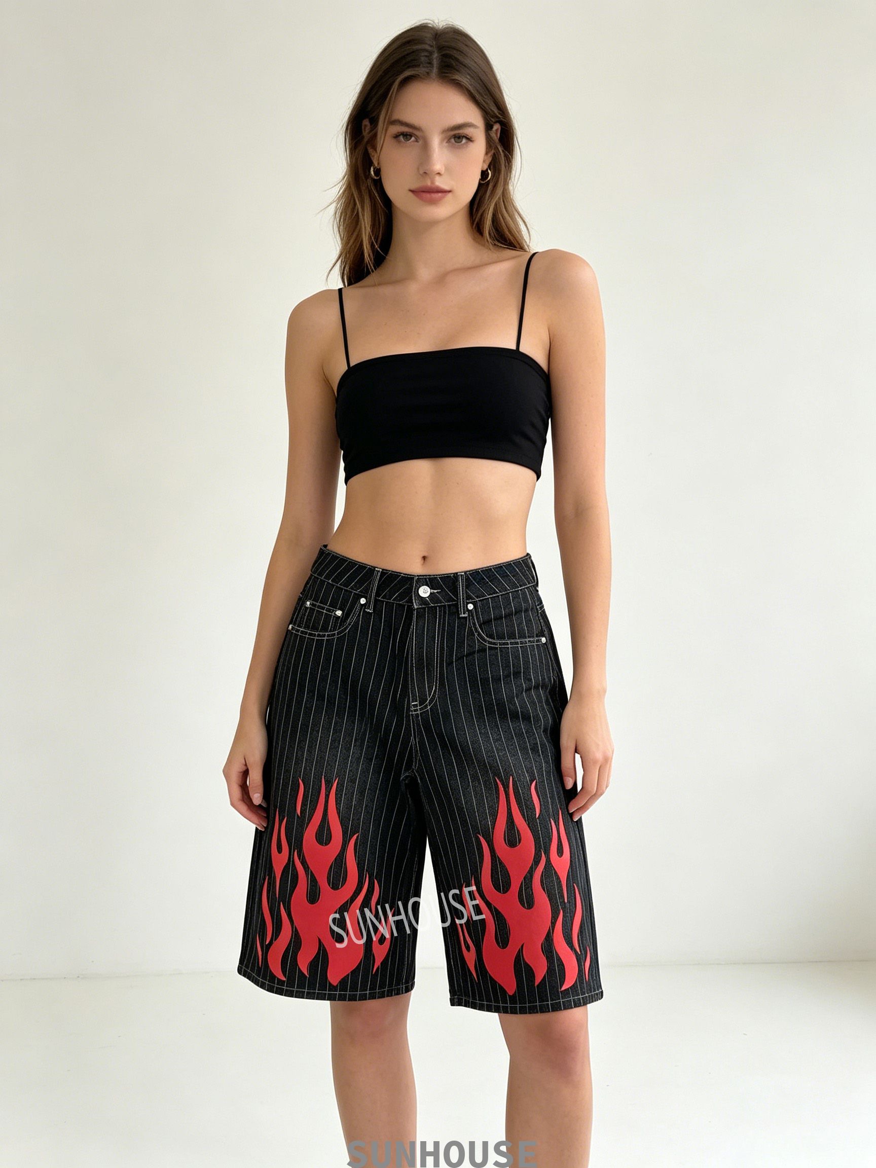 Cropped flame stripe top