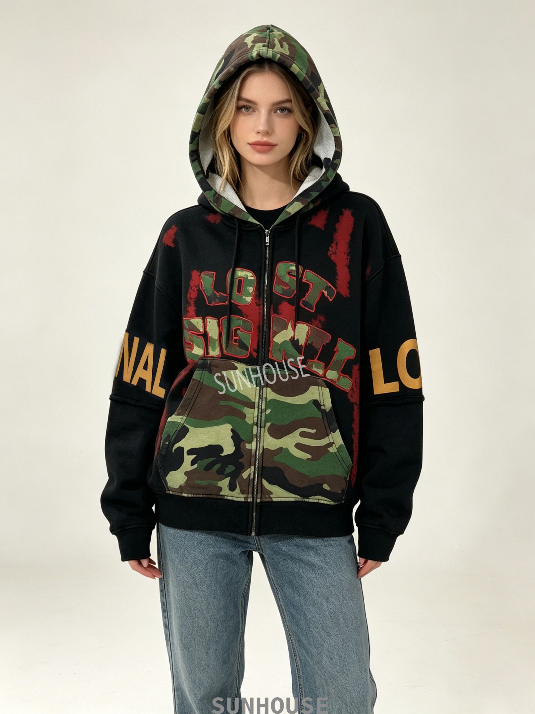 streetwear camouflage hoodie