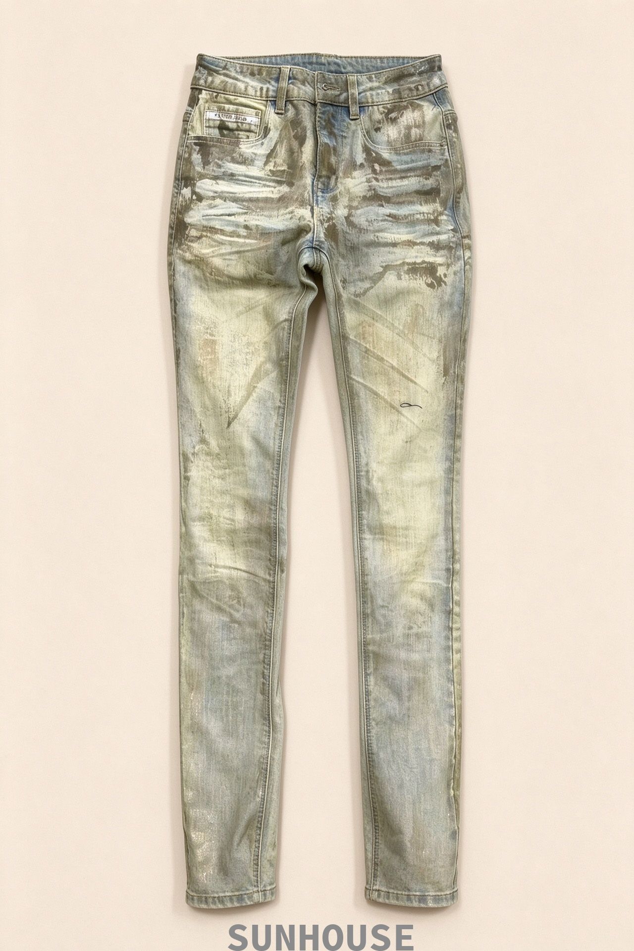  Brown Splotch Coating Skinny Pants