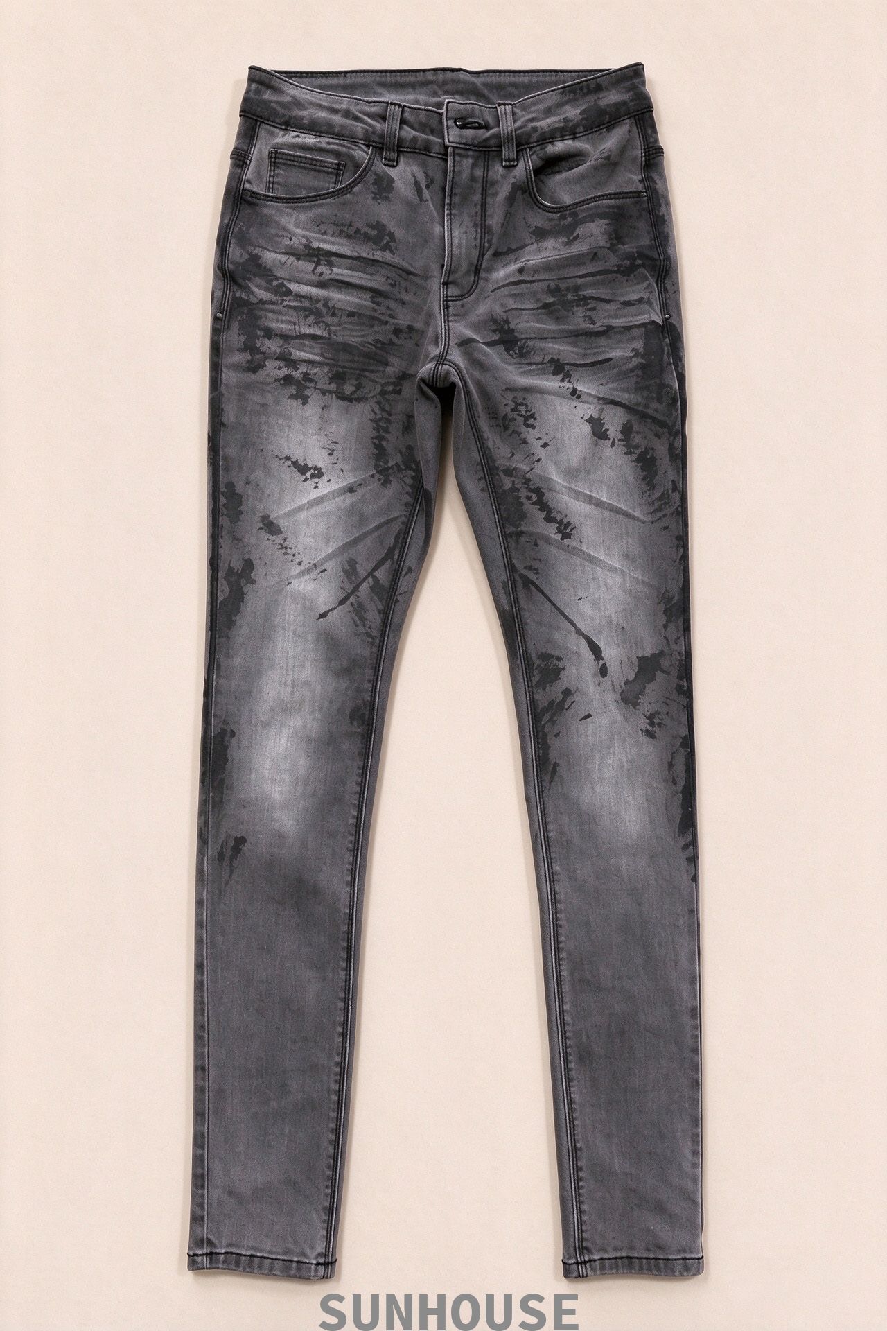 Black Pattern Skinny Pants