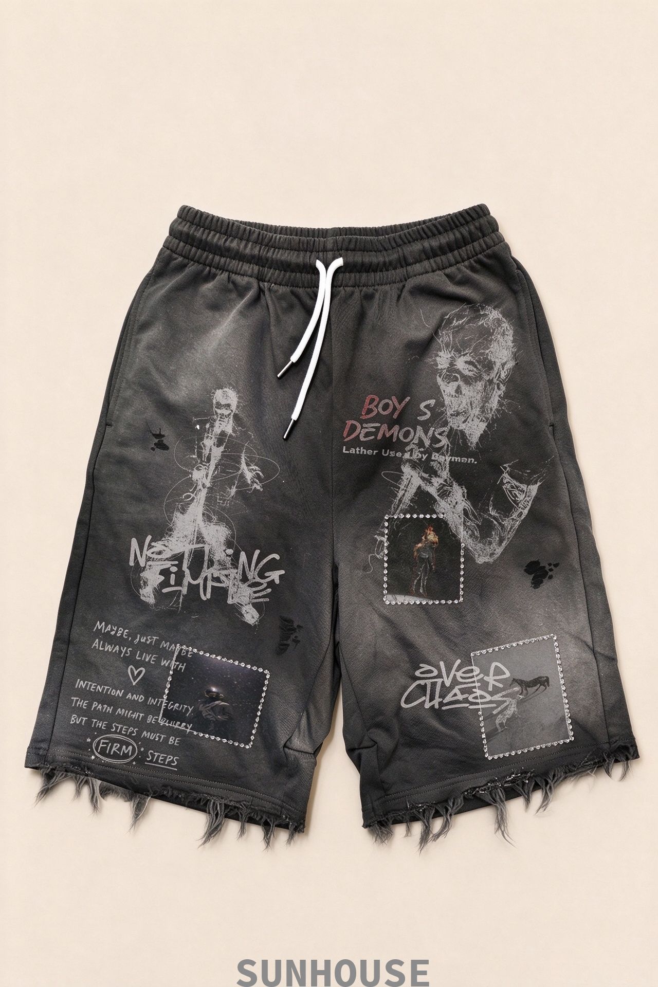 Black Capri With Vintage Print