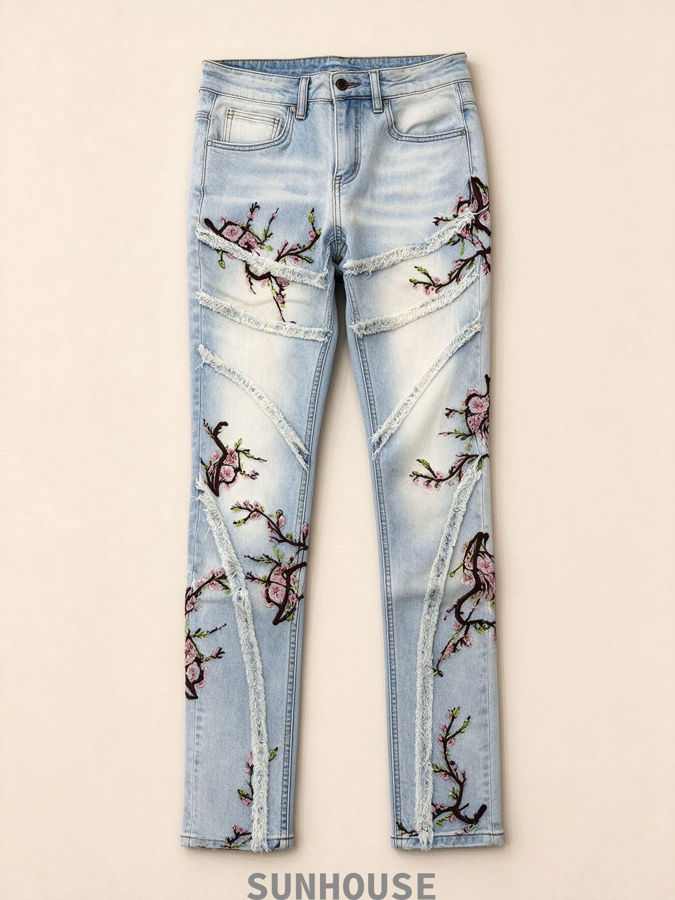  Peach Blossom Print Skinny Pants