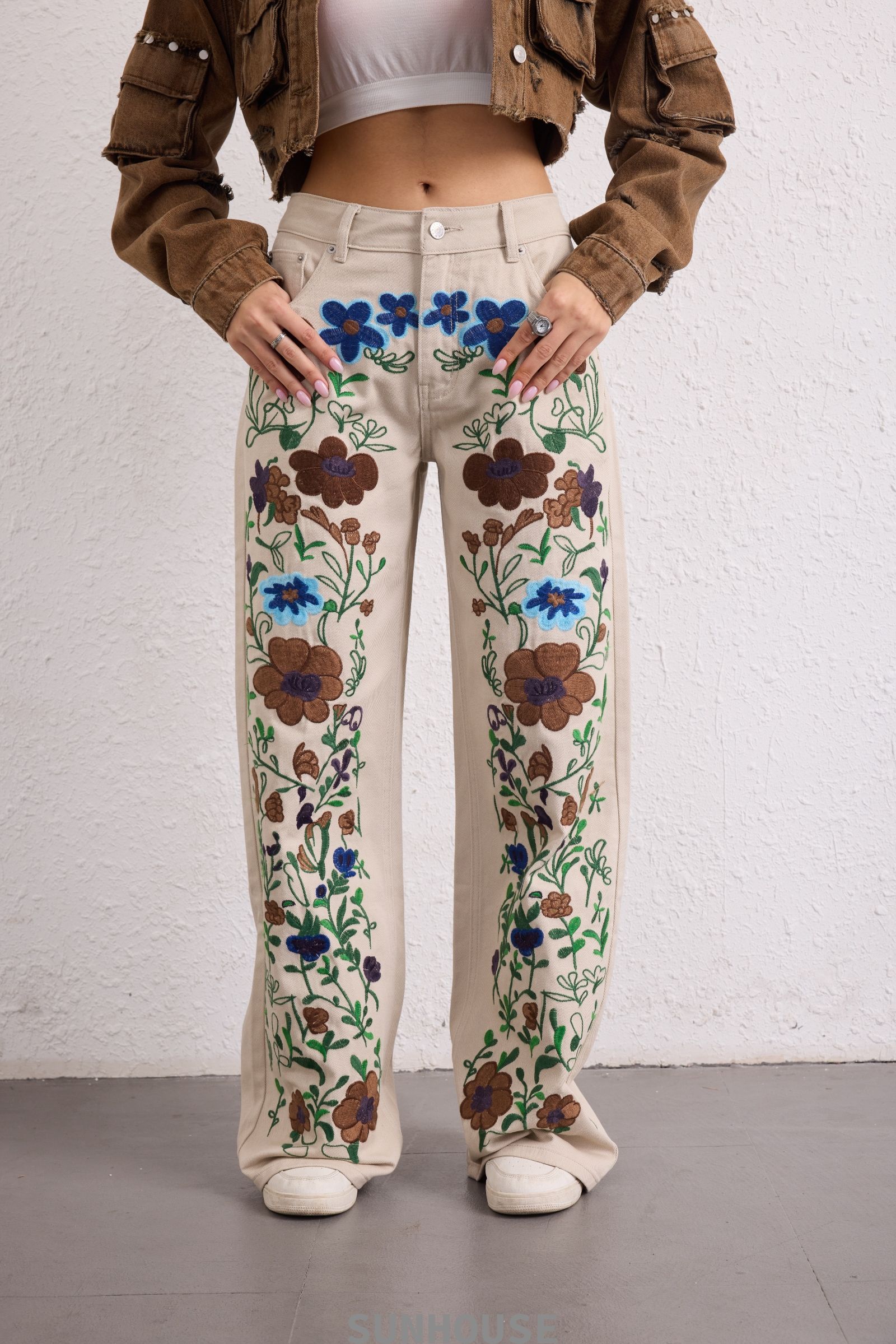 All-over Embroidered Trousers