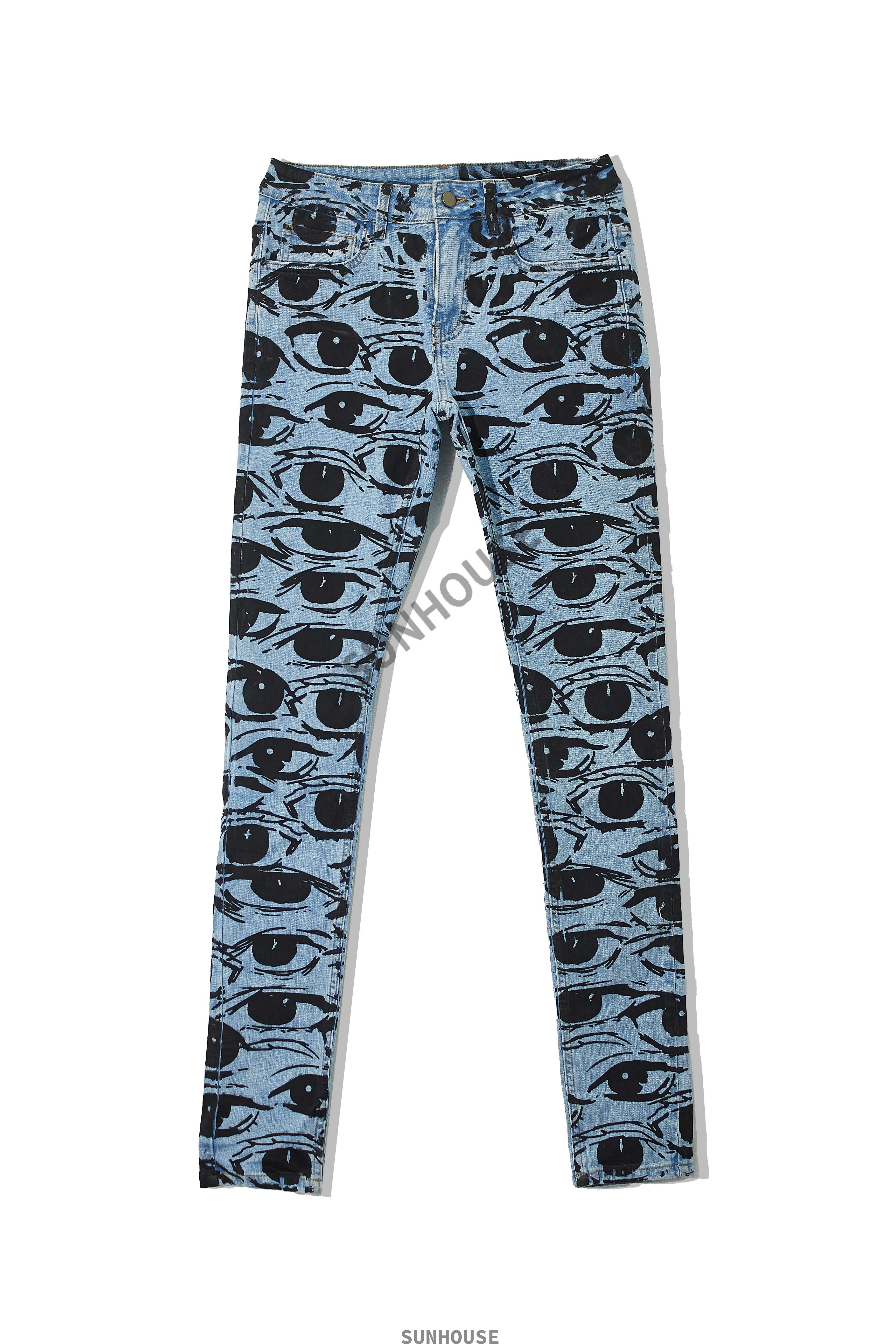 Eye print skinny jeans