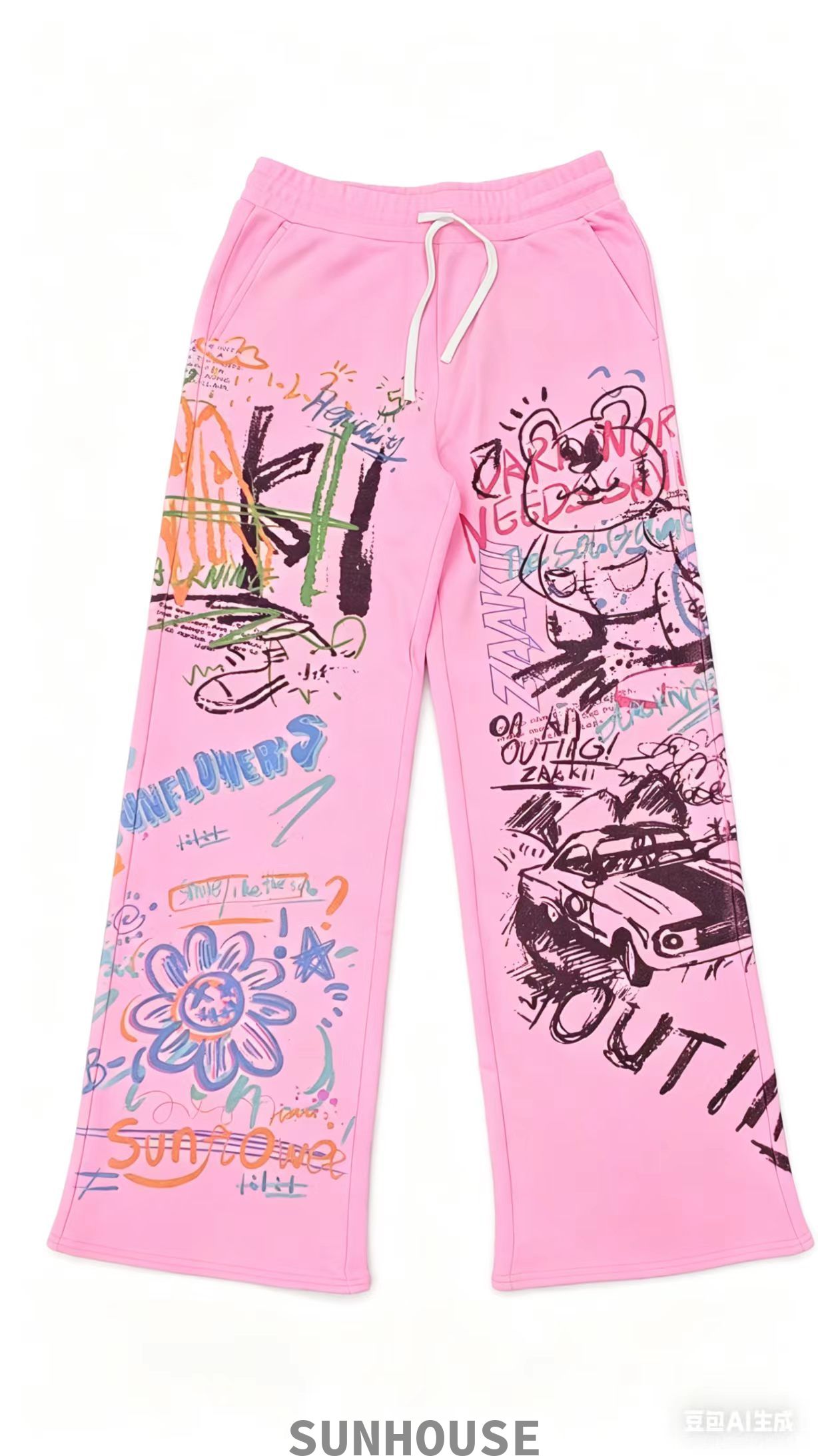 Pink Printed Sweatpants