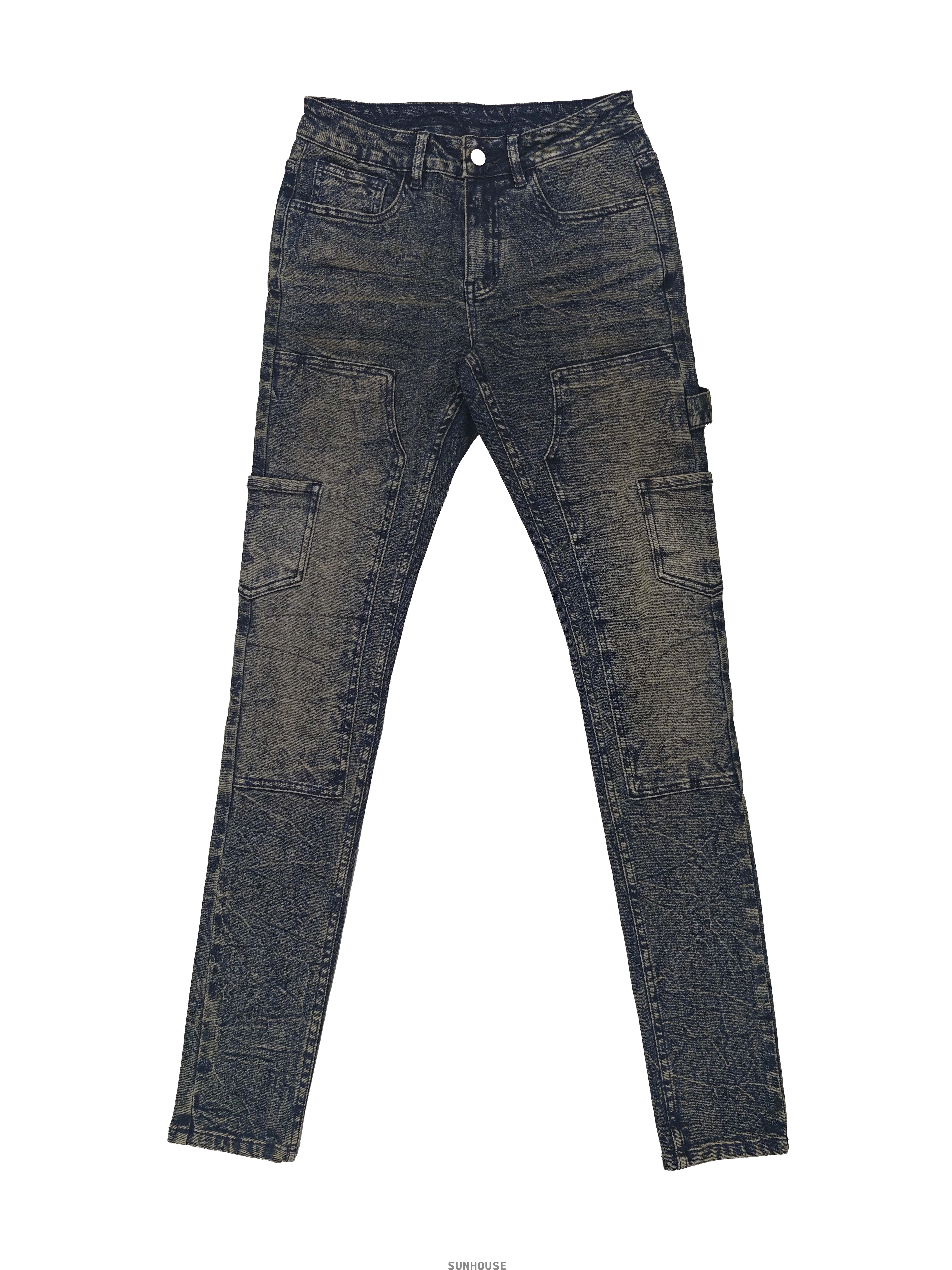 Black Water Print Slim Pants
