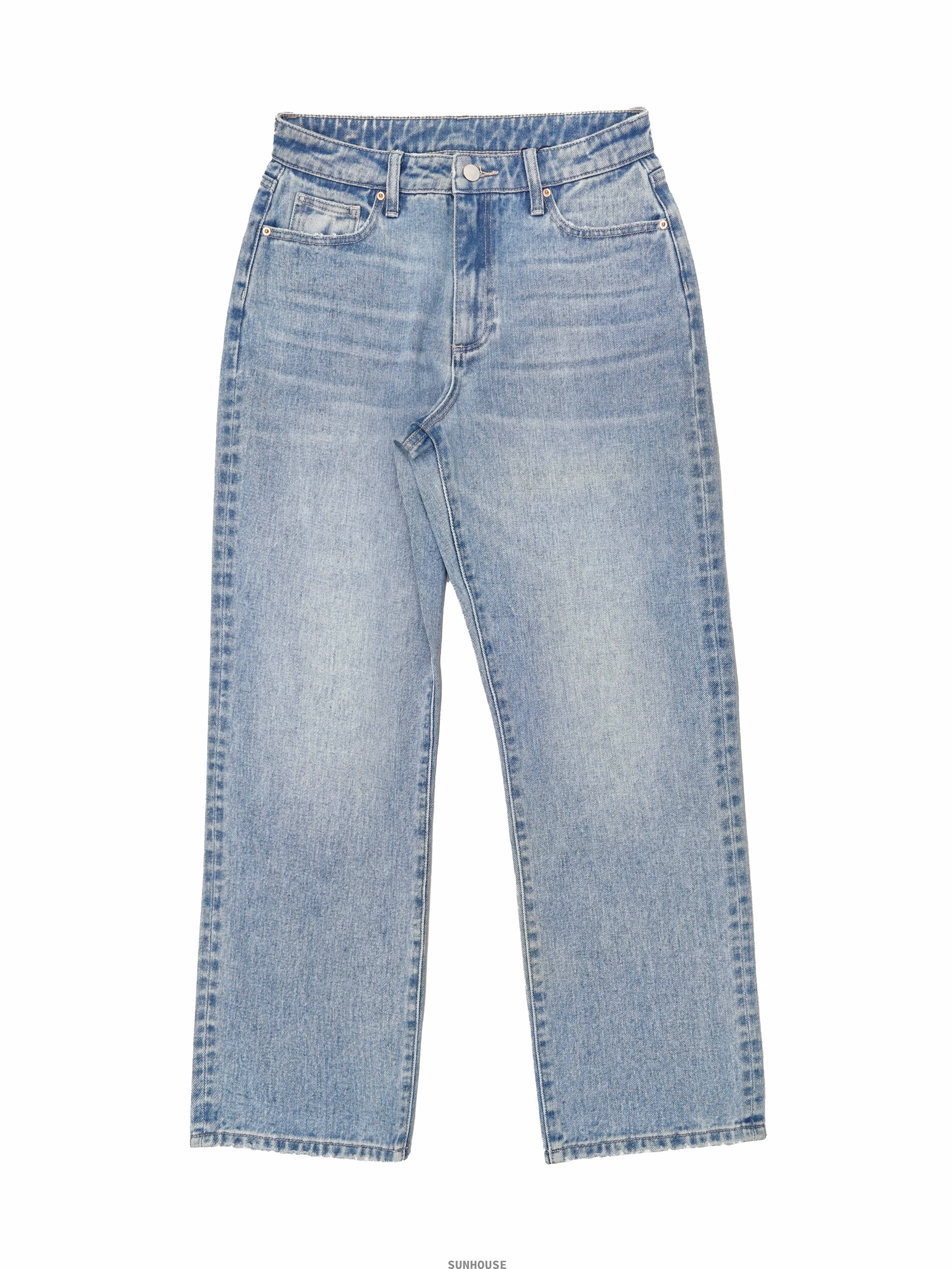 Blue Washed Denim Long Pants