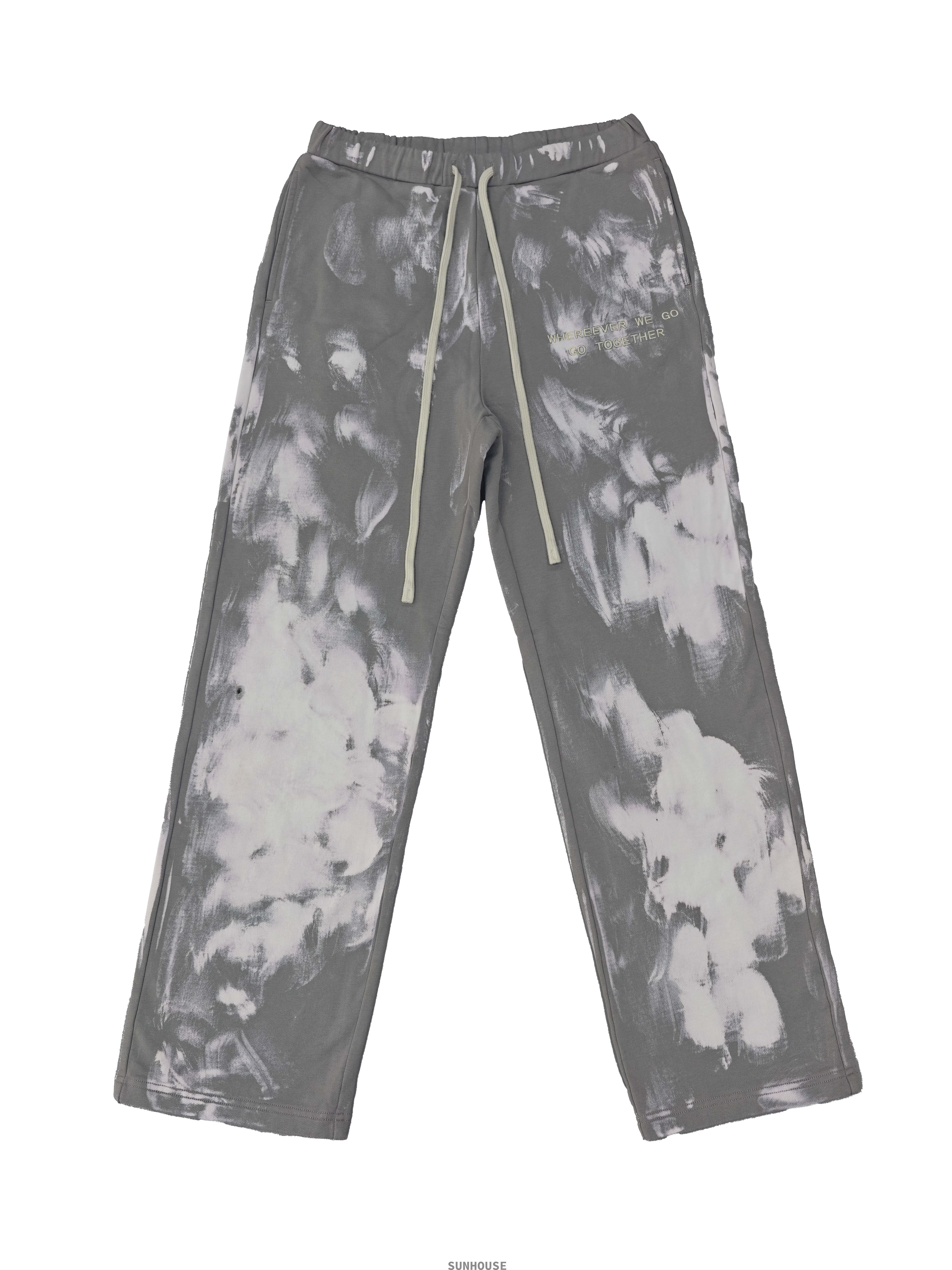 White paint splatter grey sweatpants