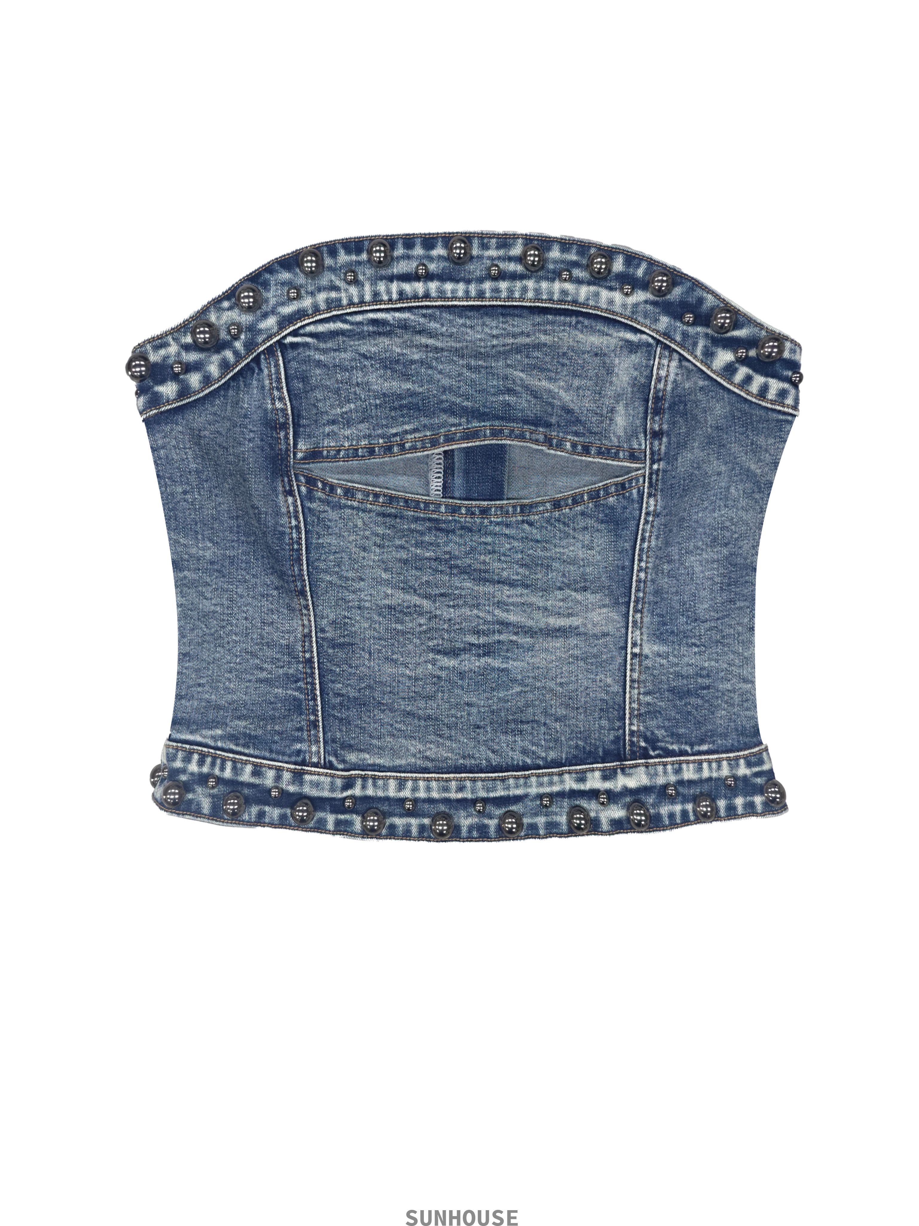 Mushroom stud denim bustier