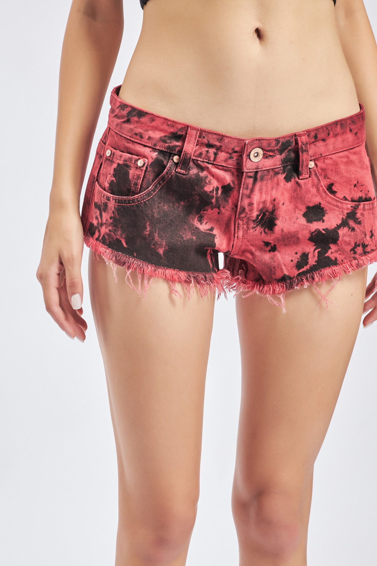 Powder denim short - Burgundy