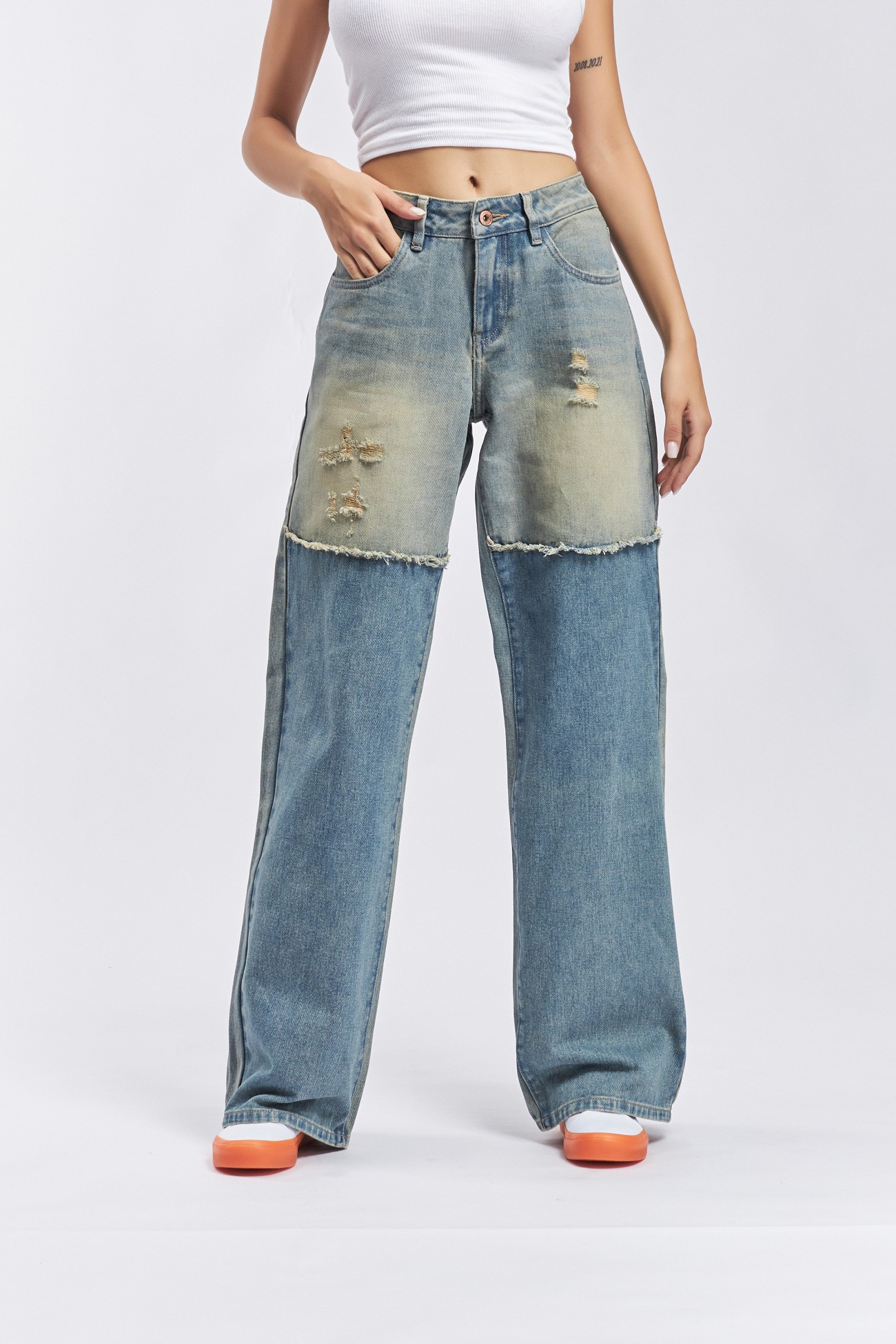 Phantom straight denim jean -yellow look 