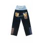 dual waist plaid spliced straight-leg jeans