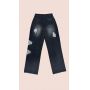 black denim set with colorful webbing straps