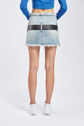 Plumage mini denim skirt