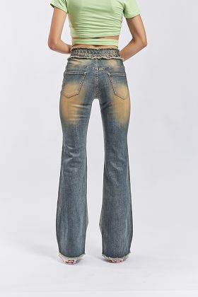 Gun pearl flair denim jean 