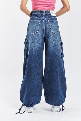 Lipstick tube baggy dark blue denim jean